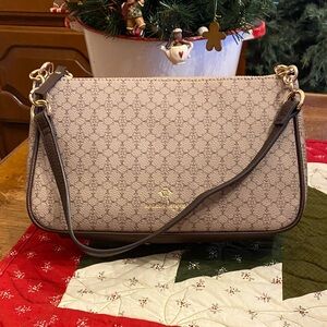 Nanette Lepore Cream and Brown Shoulder Bag